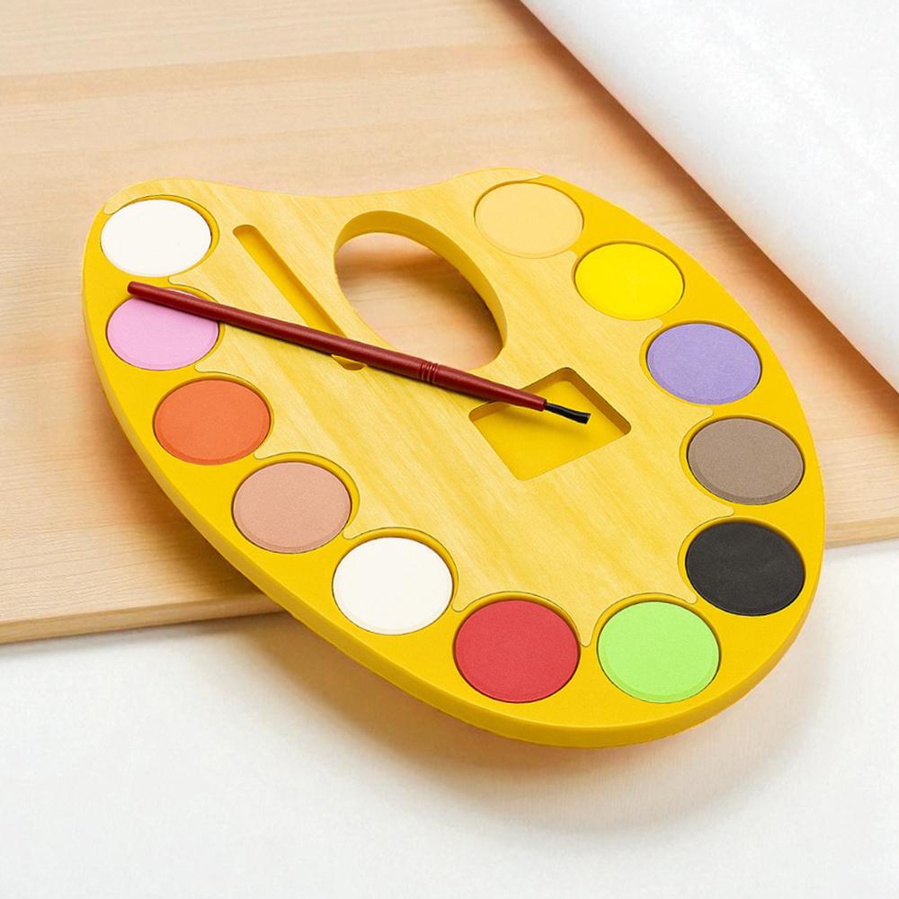 Фарби сухі акварельні Палітра пластикова 12 кольорів 22x15 см Жовтий (37-94283)