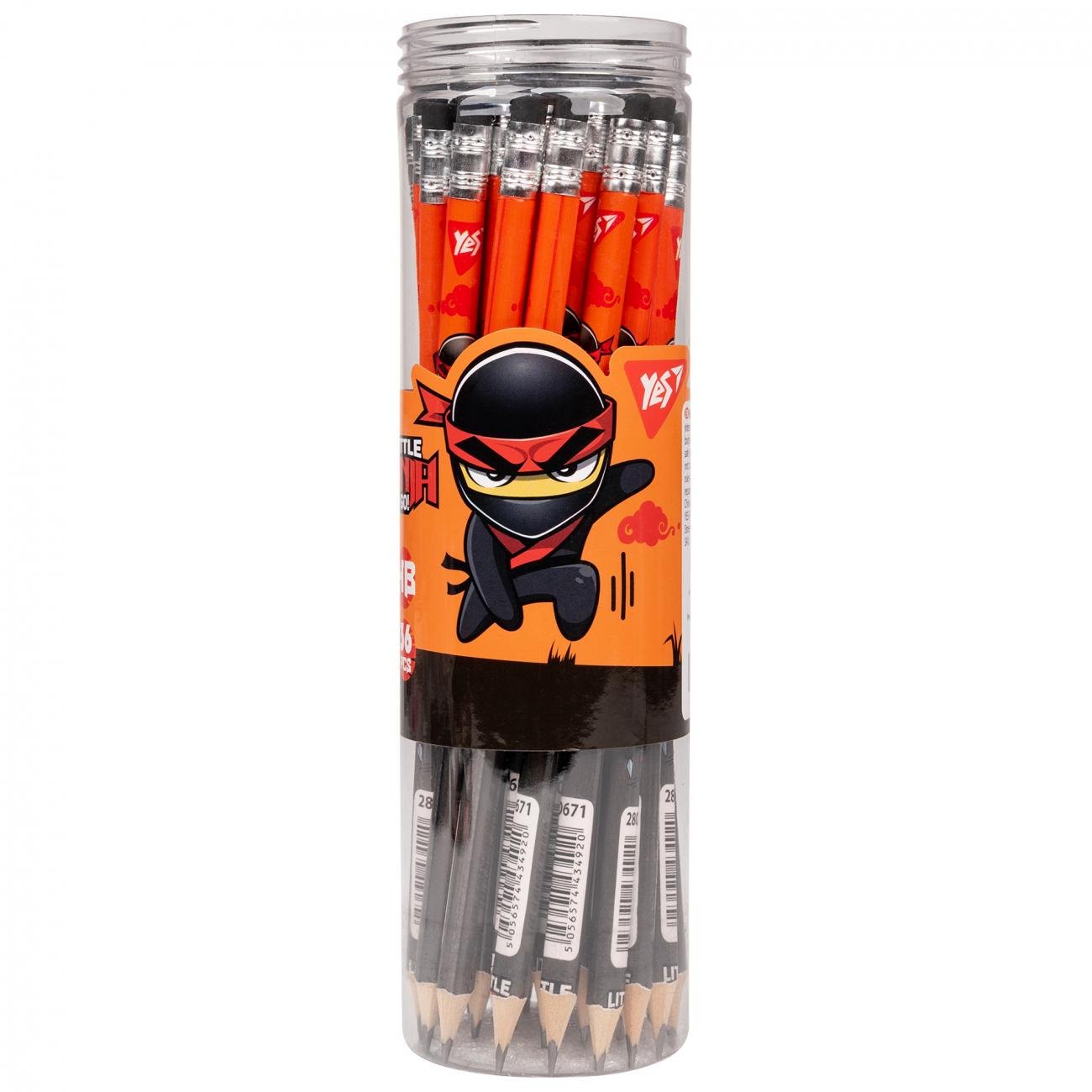 Набір олівців чорнографітних YES Ninja 280671 HB з гумкою 36 шт. (MTT-198765)