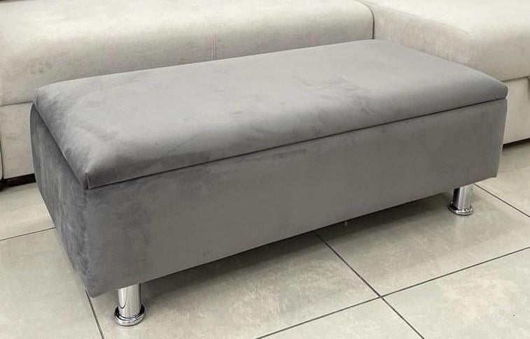 Топчан з нішею Vi-Tall велюр 150х55х42 см Сірий - фото 1 Топчан з нішею Vi-Tall велюр 150х55х42 см Сірий - фото 1