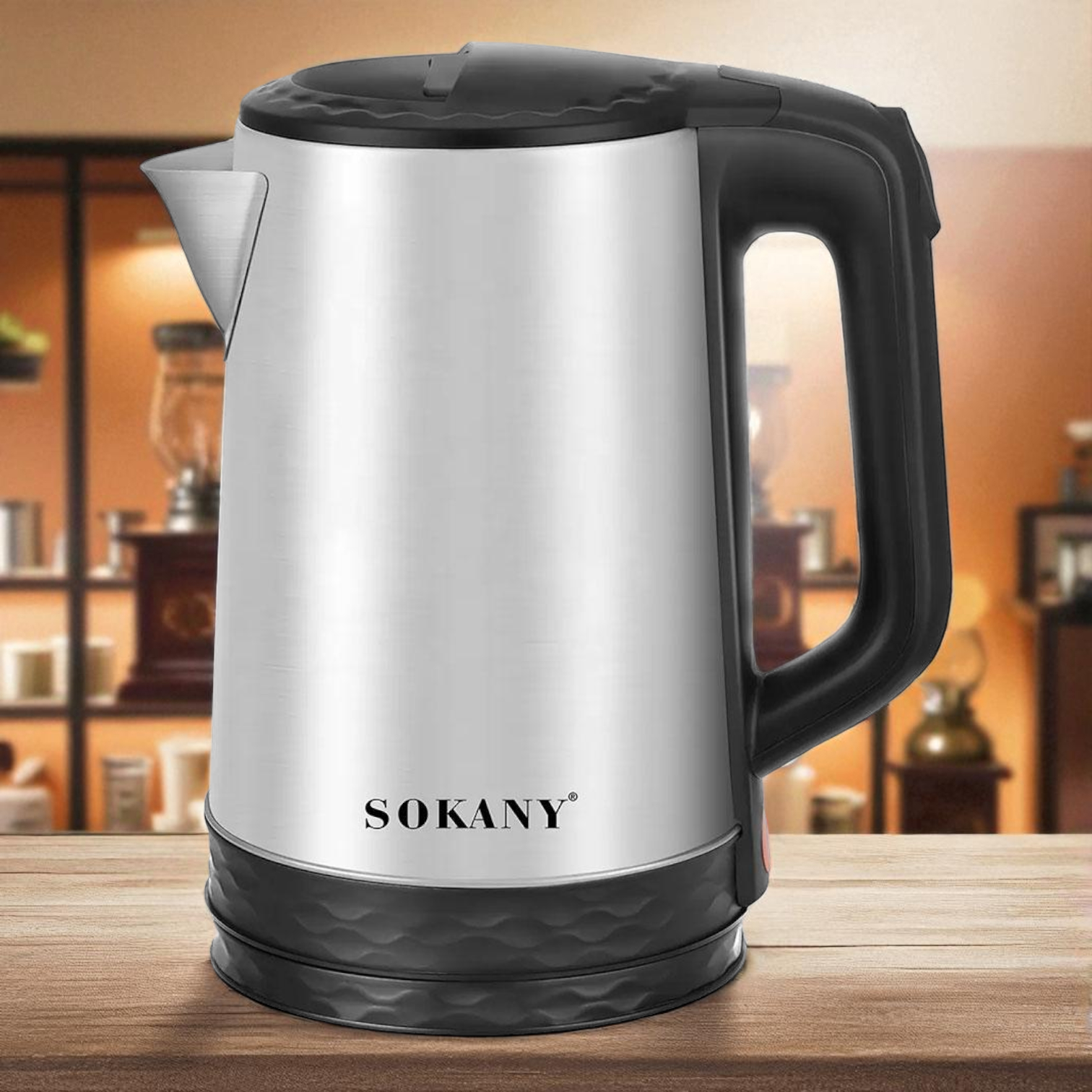 Електрочайник дисковий із нержавіючої сталі Sokany SK-09022 2,3 л 360° 1500 Вт Сріблясто-чорний (SK-09022) - фото 10