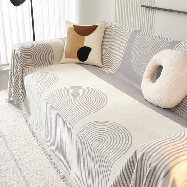 Плед покрывало на диван и кровать для мягкой мебели с узором 180х230 см Бело-серый - фото 2 Плед покрывало на диван и кровать для мягкой мебели с узором 180х230 см Бело-серый - фото 2