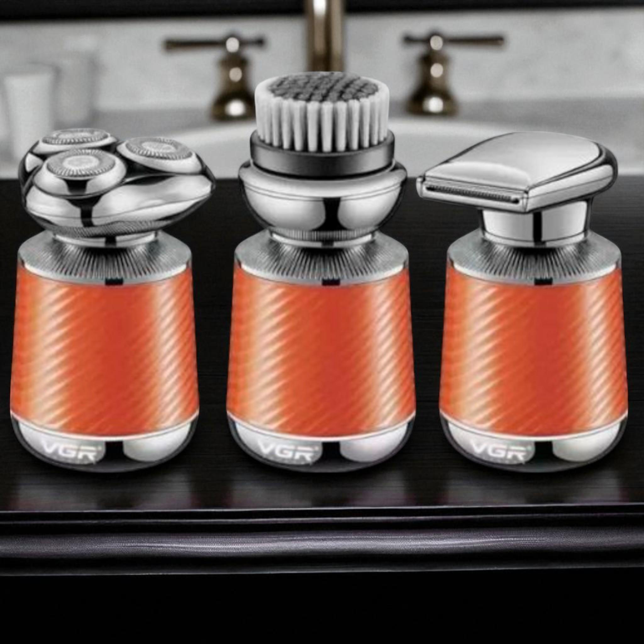 Електробритва VGR V-391 3 в 1 з тримером і щіткою для пілінгу вологозахист IPX7 LED дисплей Orange (E_V-310Orange) - фото 5