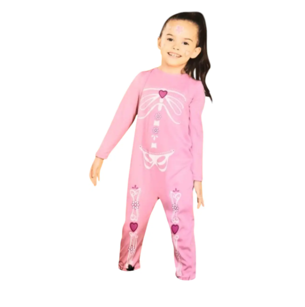 Костюм для Хэллоуина для девочки Скелет 1-2 года Розовый (346216) - фото 3