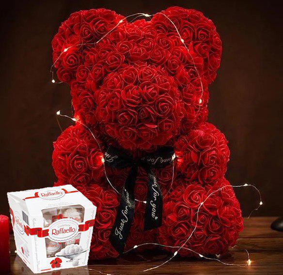 Мишка из роз и конфеты Raffaello Романтическое сияние (2104618450) - фото 3 Мишка из роз и конфеты Raffaello Романтическое сияние (2104618450) - фото 3