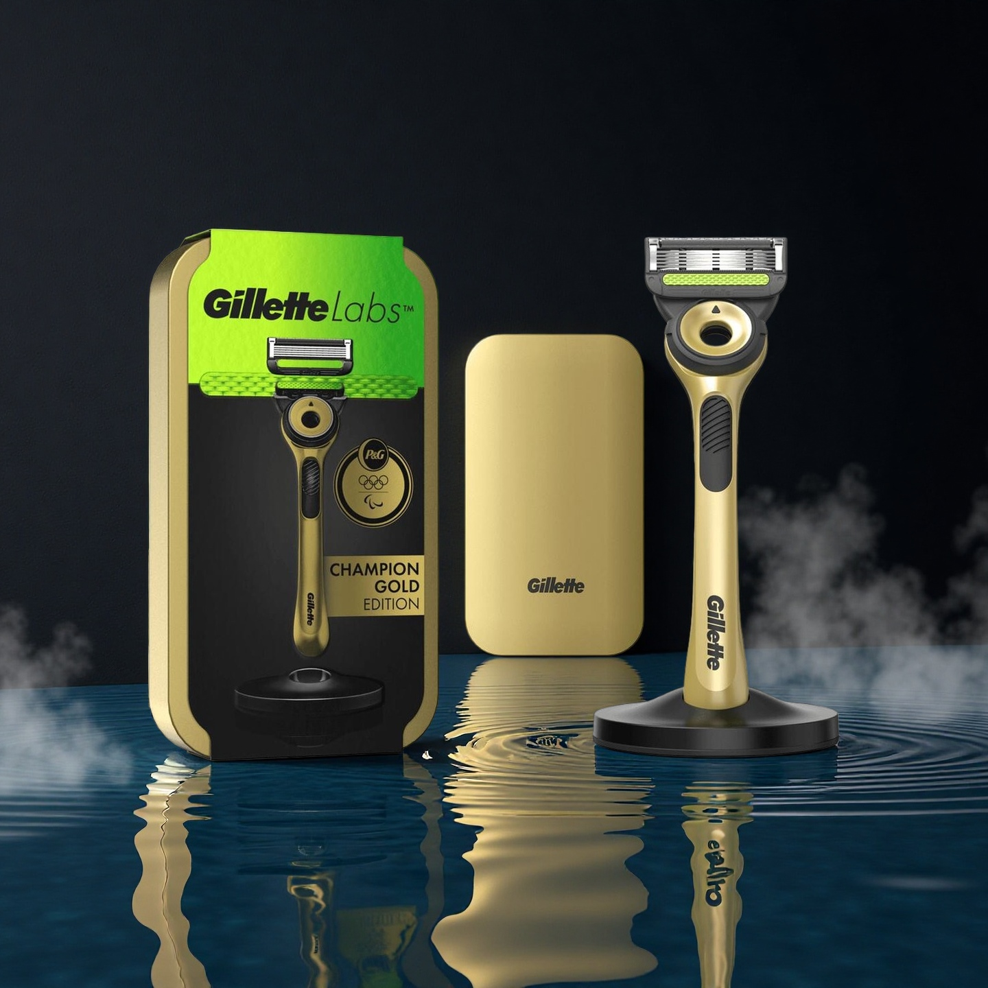 Станок для бритья GILLETTE Labs 2 картриджи с подставкой и кейсом Gold Станок для бритья GILLETTE Labs 2 картриджи с подставкой и кейсом Gold