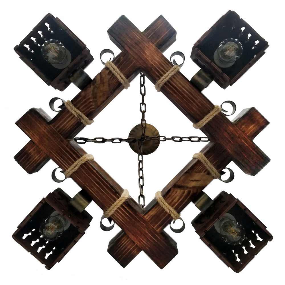 Люстра дерев'яна підвісна Lighthouse LPR-20107/4P Коричневий (112204) - фото 3 Люстра дерев'яна підвісна Lighthouse LPR-20107/4P Коричневий (112204) - фото 3