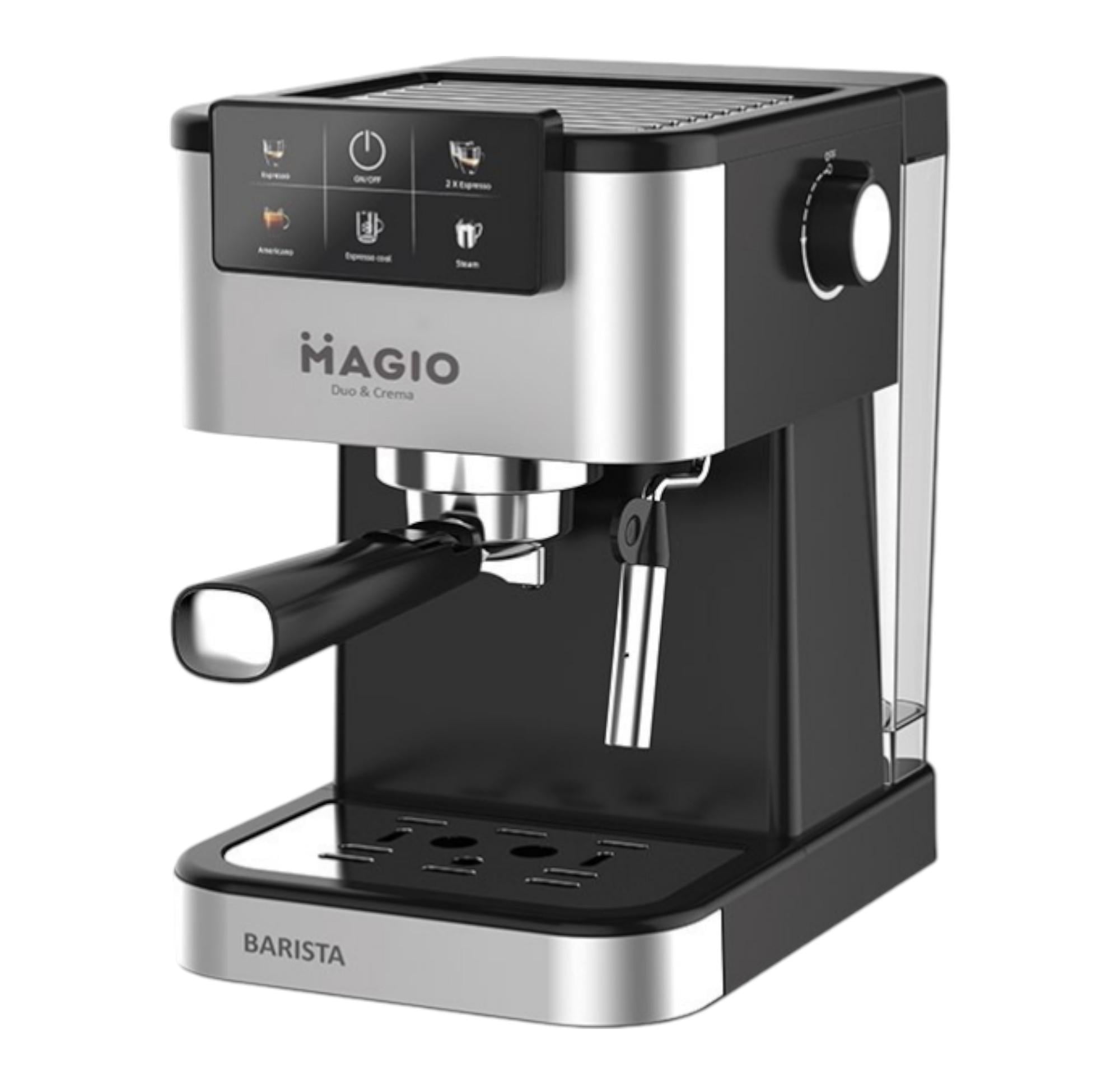 Кофеварка рожковая Magio MG-454 1350 Вт 20 бар для молотого кофе и капсул 1,5 л Черный (GR-06681)