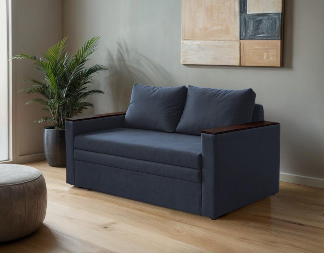 Диван-трансформер Tobi Sho Kubus-120 мягкий для гостиной велюр 1600х800х1000 мм Синий - фото 2