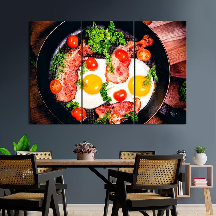 Настенний декор Завтрак с яйцами и беконом на сковородке 156x100 см (A280-3)