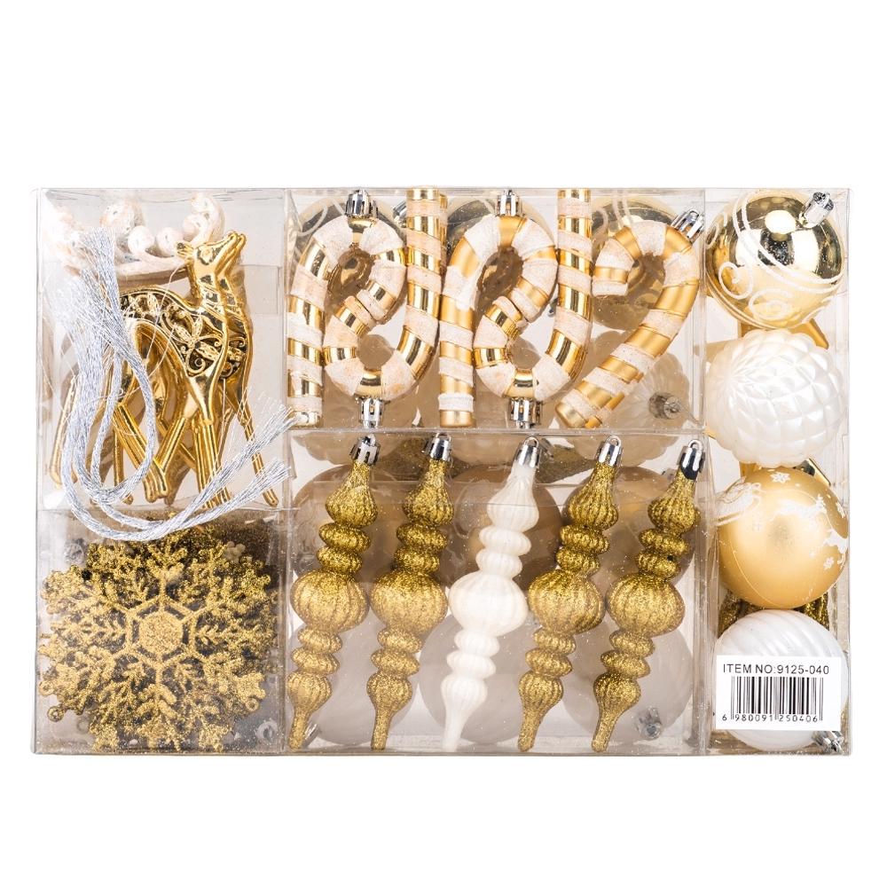 Набір ялинкових іграшок Золотий Зірка 88 шт. (9125-040) - фото 2 Набір ялинкових іграшок Золотий Зірка 88 шт. (9125-040) - фото 2