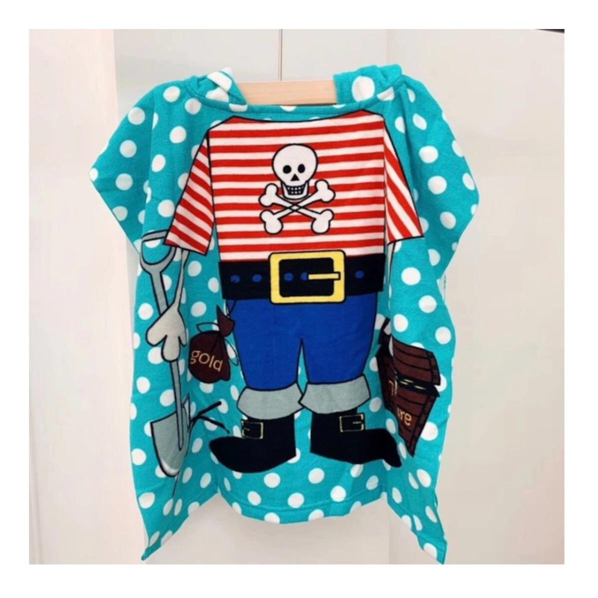 Пончо-рушник дитячий з малюнком з капюшоном мікрофібра 60x60 см Блакитний (пончо-8) - фото 3