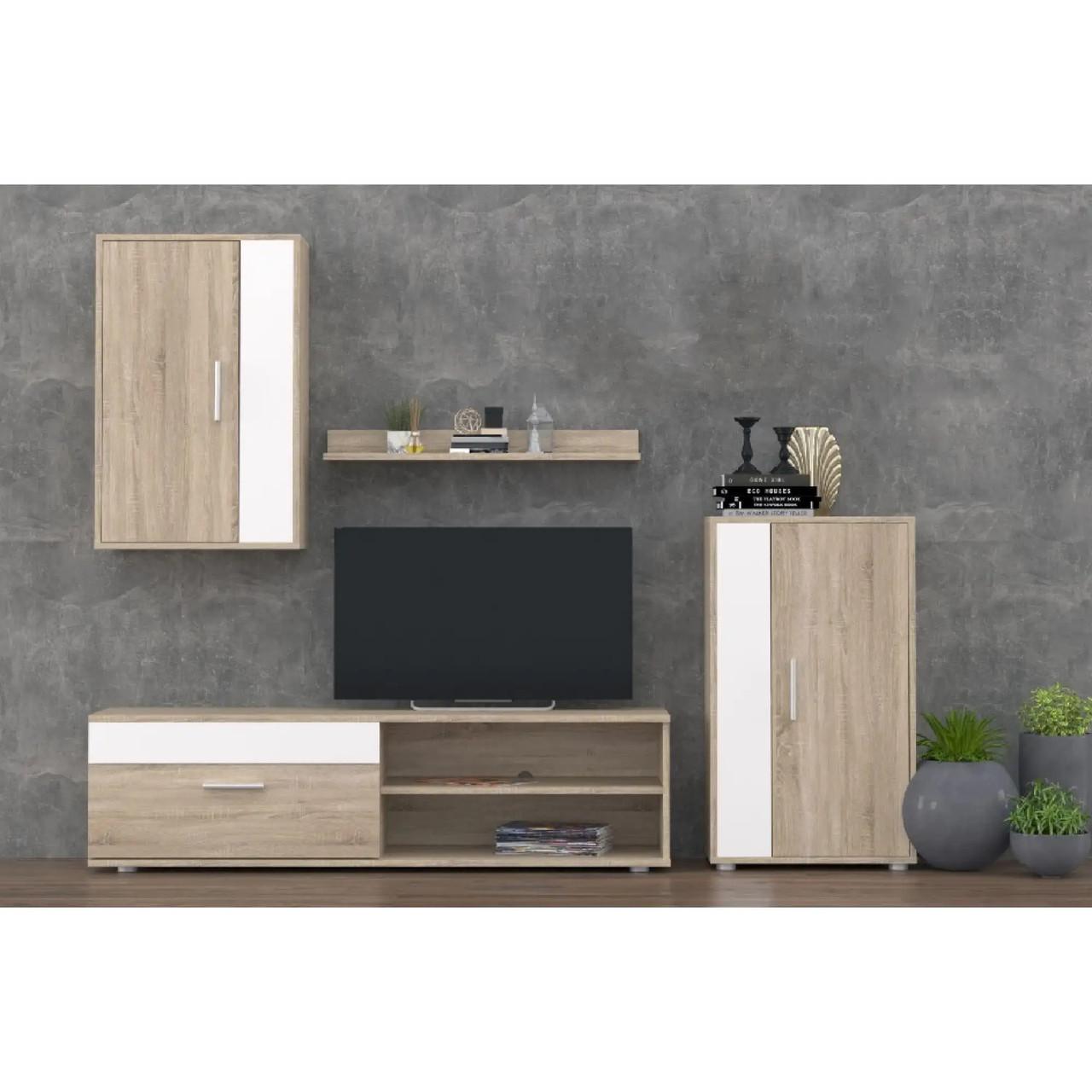 Стенка для гостиной модульная Гербор Мини Барато Дуб сонома/Нимфея альба (GRB-1915) - фото 1