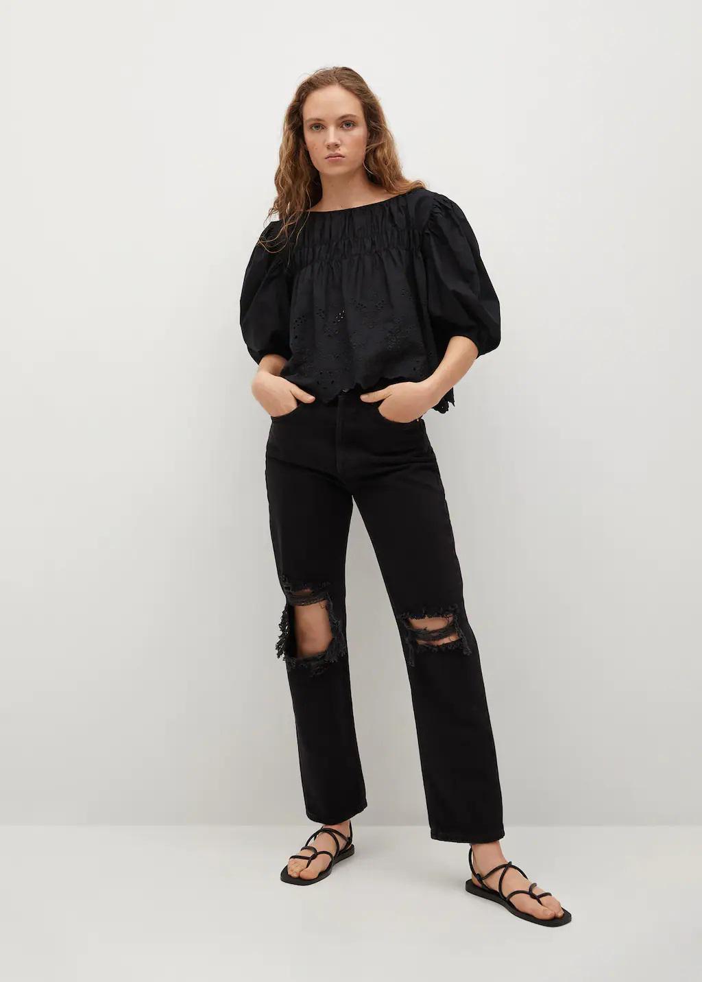 Блузка Mango с вышивкой L Черный (9850801) - фото 5 Блузка Mango с вышивкой L Черный (9850801) - фото 5