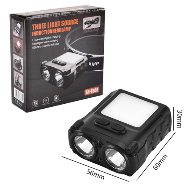 Ліхтар налобний Bailong SH-T808-2XPE-20SMD датчик руху White/Red (tf5366) - фото 7