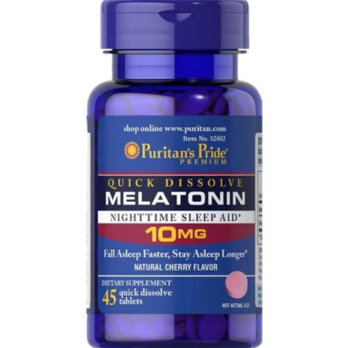 Мелатонин для сна Puritan's Pride Quick Dissolve Melatonin 10 мг 45 Tabs Cherry Flavor