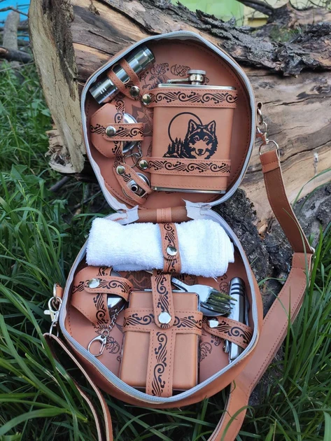 Туристический набор Steppe Wolf в кожаном кейсе (2438439894) - фото 5 Туристический набор Steppe Wolf в кожаном кейсе (2438439894) - фото 5