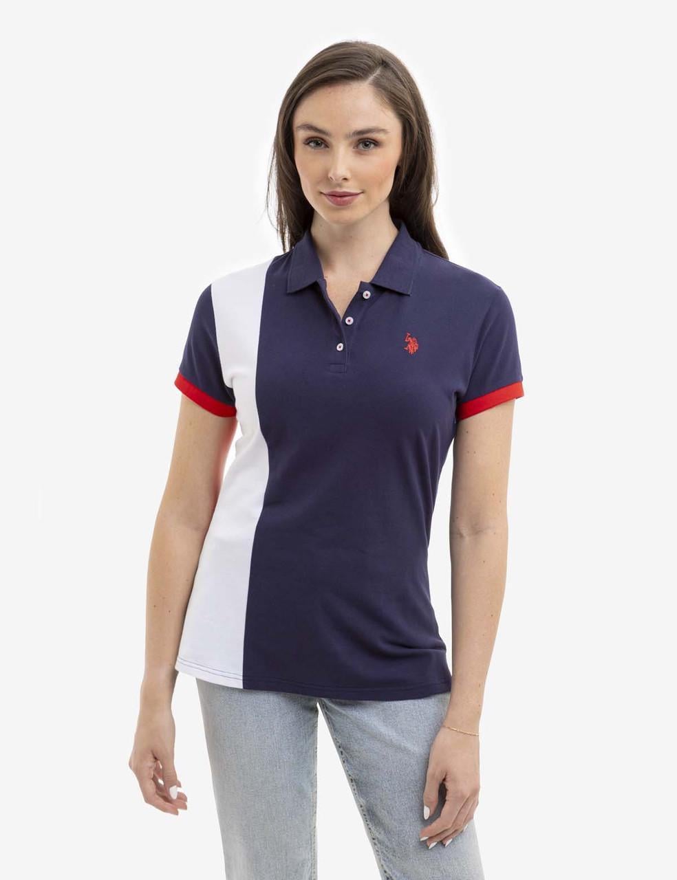 Поло женское US Polo ASSN PIECED STRIPE XS Синий (786660335774)