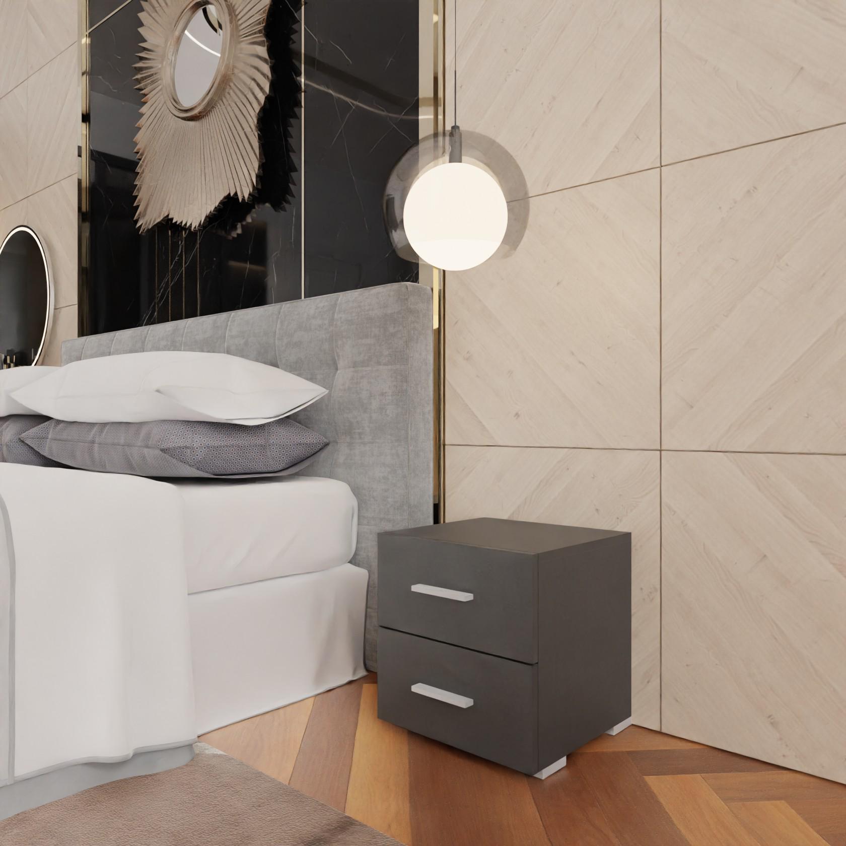 Тумба ліжкова з 2 ящиками Сідней 400х420х400 мм Антрацит - фото 3 Тумба ліжкова з 2 ящиками Сідней 400х420х400 мм Антрацит - фото 3