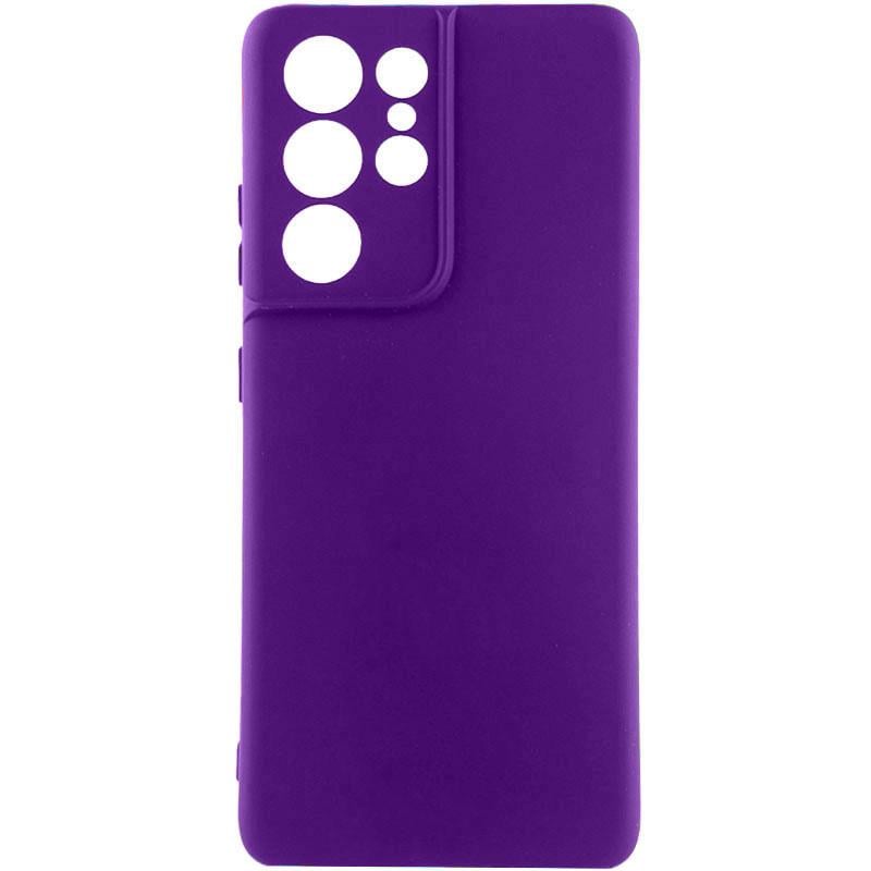 Противоударный чехол TPU GETMAN Liquid Silk Full Camera для Samsung Galaxy S22 Ultra Фиолетовый / Ultra Violet