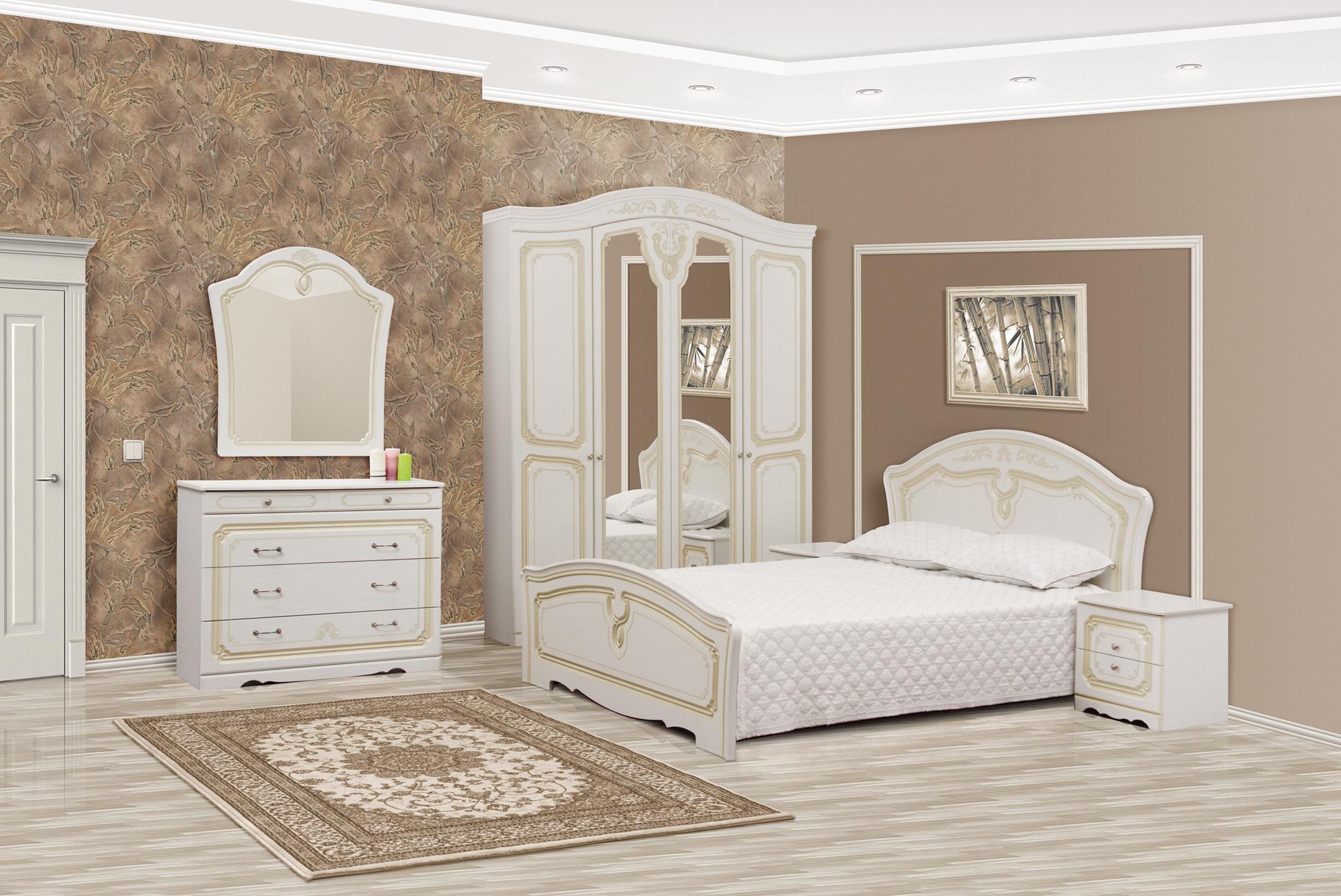 Спальня Світ Меблів Луиза 4Д Комплект из ДСП и МДФ Белое дерево