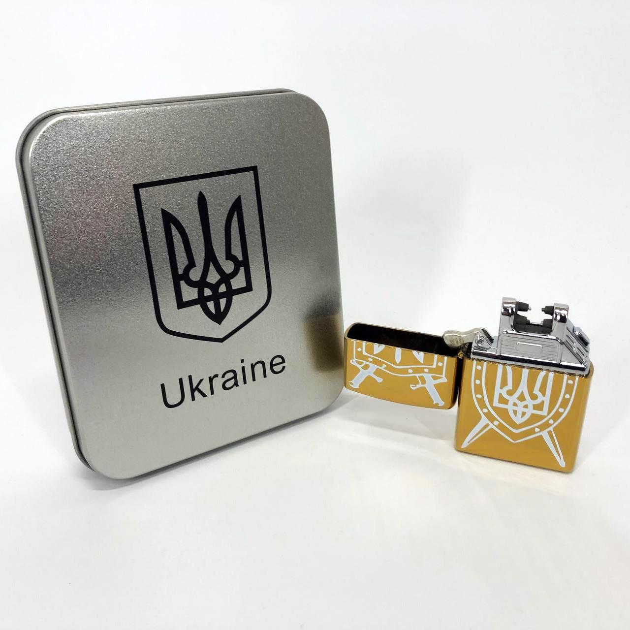 Зажигалка дуговая электроимпульсная зажигалка USB Украина Золотой (HL-446) - фото 5