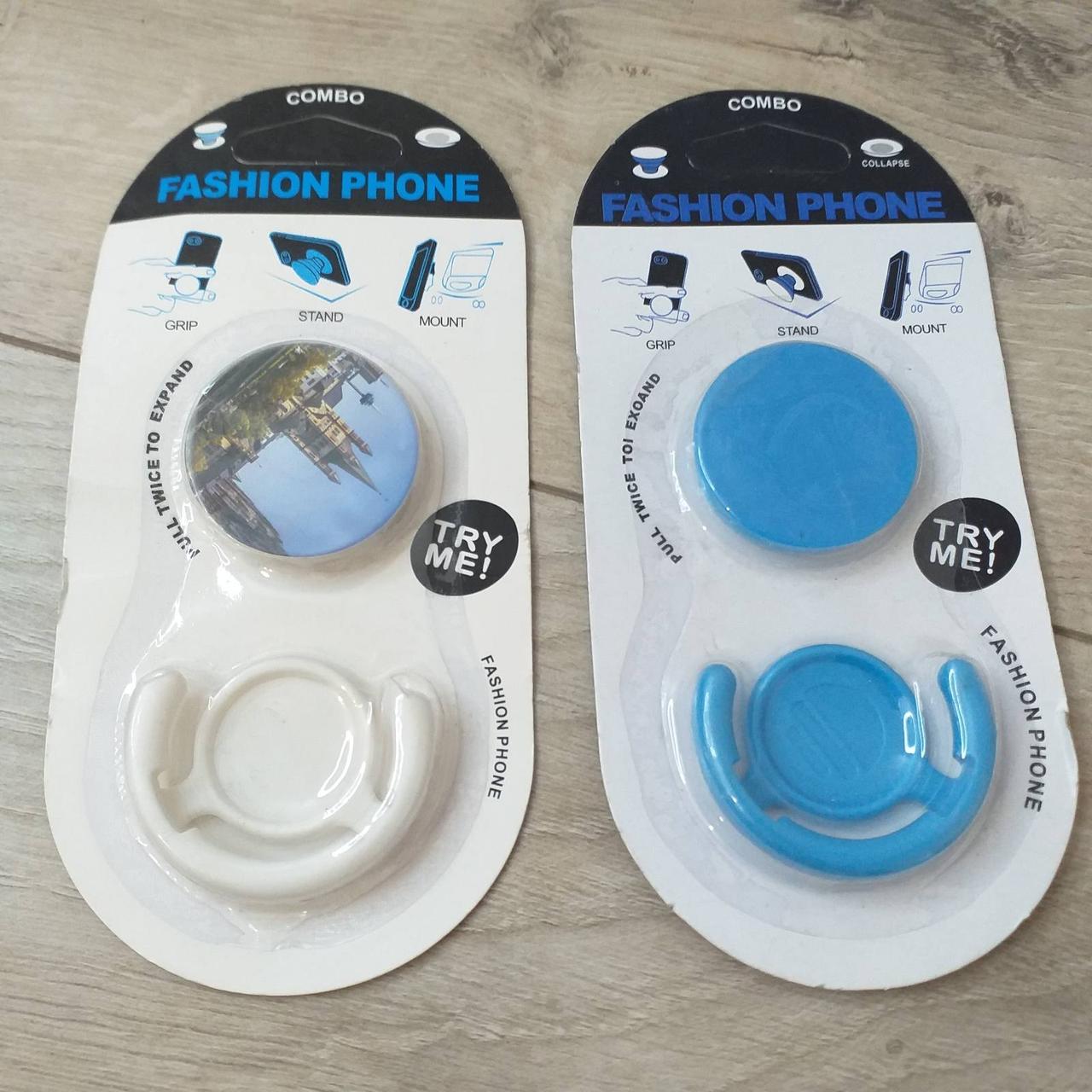 Попсокет держатель Fashion для 3D Combo 2 шт./1 уп. Белый/Голубой (KG-10561) Попсокет держатель Fashion для 3D Combo 2 шт./1 уп. Белый/Голубой (KG-10561)