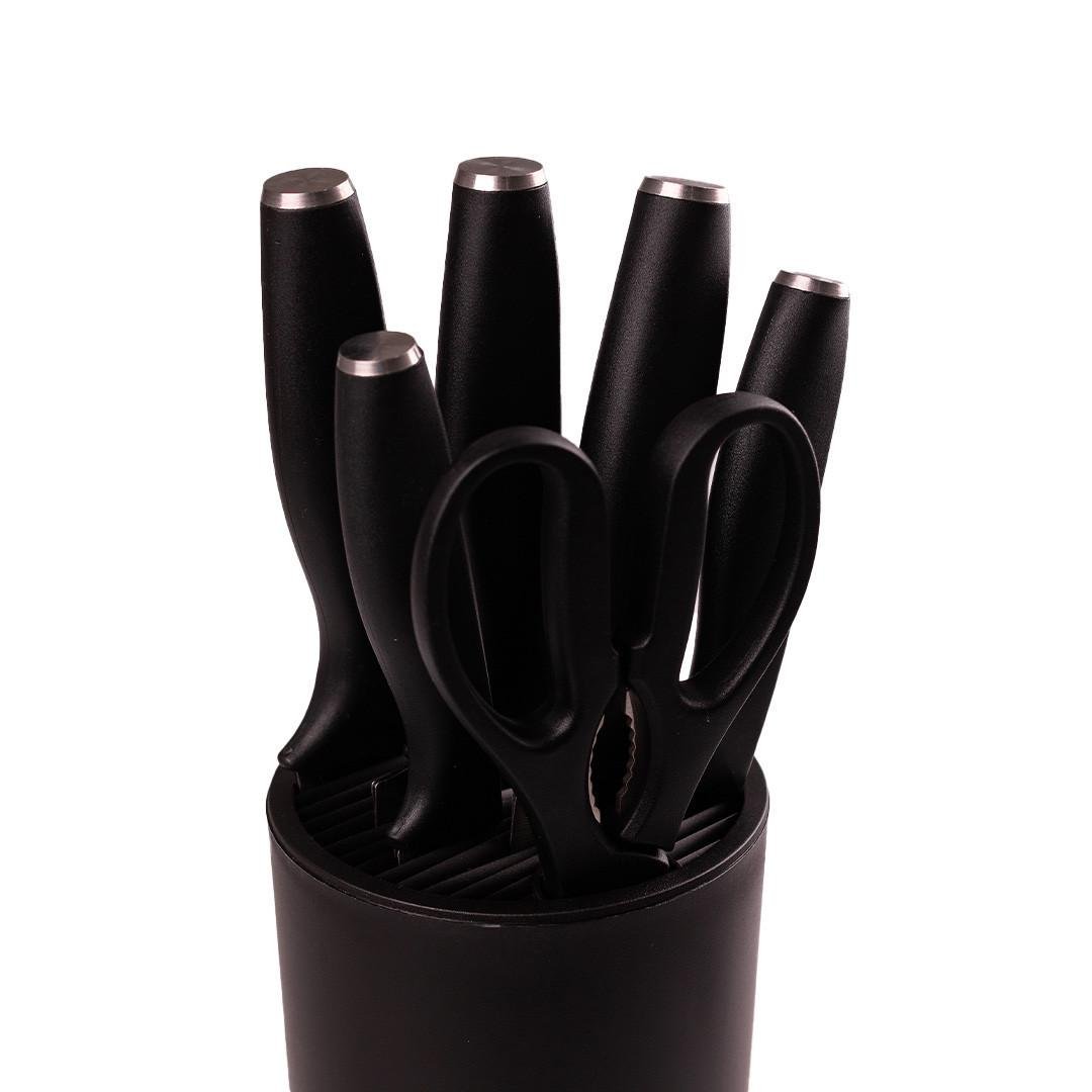 Набір кухонних ножів з підставкою 6 предметів Чорний - фото 3