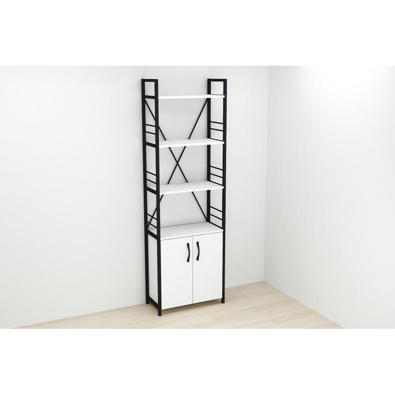 Етажерка Ferrum-decor Konekt 4/60 з тумбою метал/ДСП Чорний/Білий (FRD-104484) - фото 2 Етажерка Ferrum-decor Konekt 4/60 з тумбою метал/ДСП Чорний/Білий (FRD-104484) - фото 2