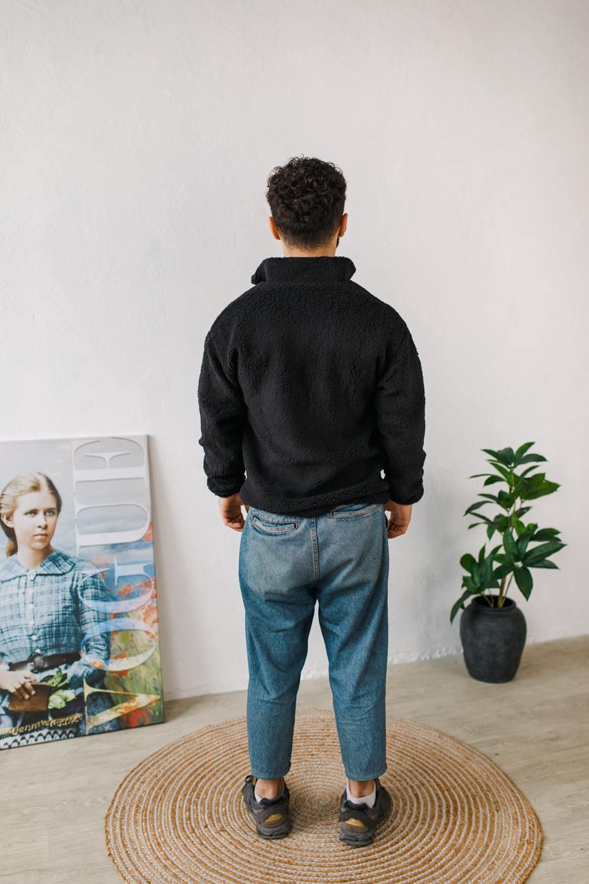 Кофта чоловіча барашкова на блискавці тепла S Чорний (D0048) - фото 6