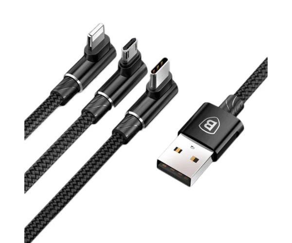 Кабель USB Baseus MVP Mobile Game 3в1 CAMLT-WZ01 Lightning/MicroUSB/Type-C 1,2 м Black