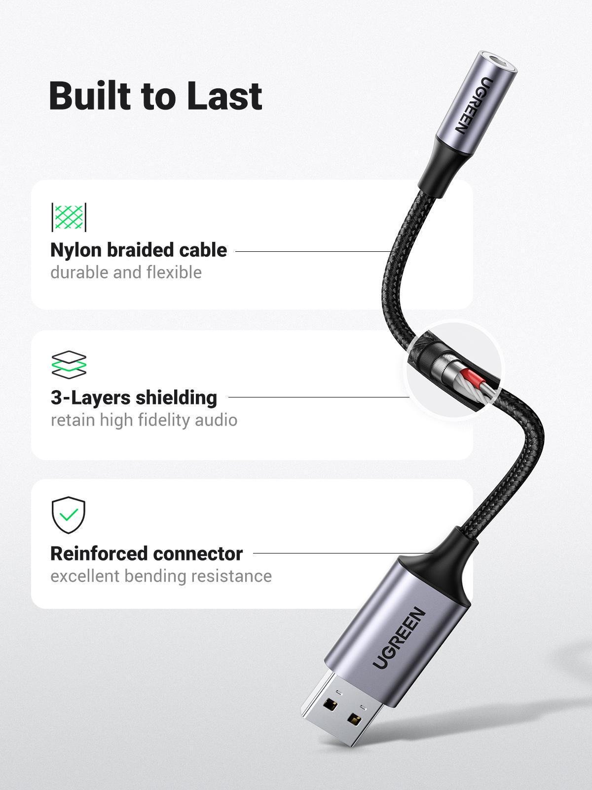Звукова карта з підтримкою мікрофону UGREEN USB-3,5 мм minijack 24 біт/96 кГц TRRS AUX 4-піновий металевий Чорний (30757) - фото 19 Звукова карта з підтримкою мікрофону UGREEN USB-3,5 мм minijack 24 біт/96 кГц TRRS AUX 4-піновий металевий Чорний (30757) - фото 19