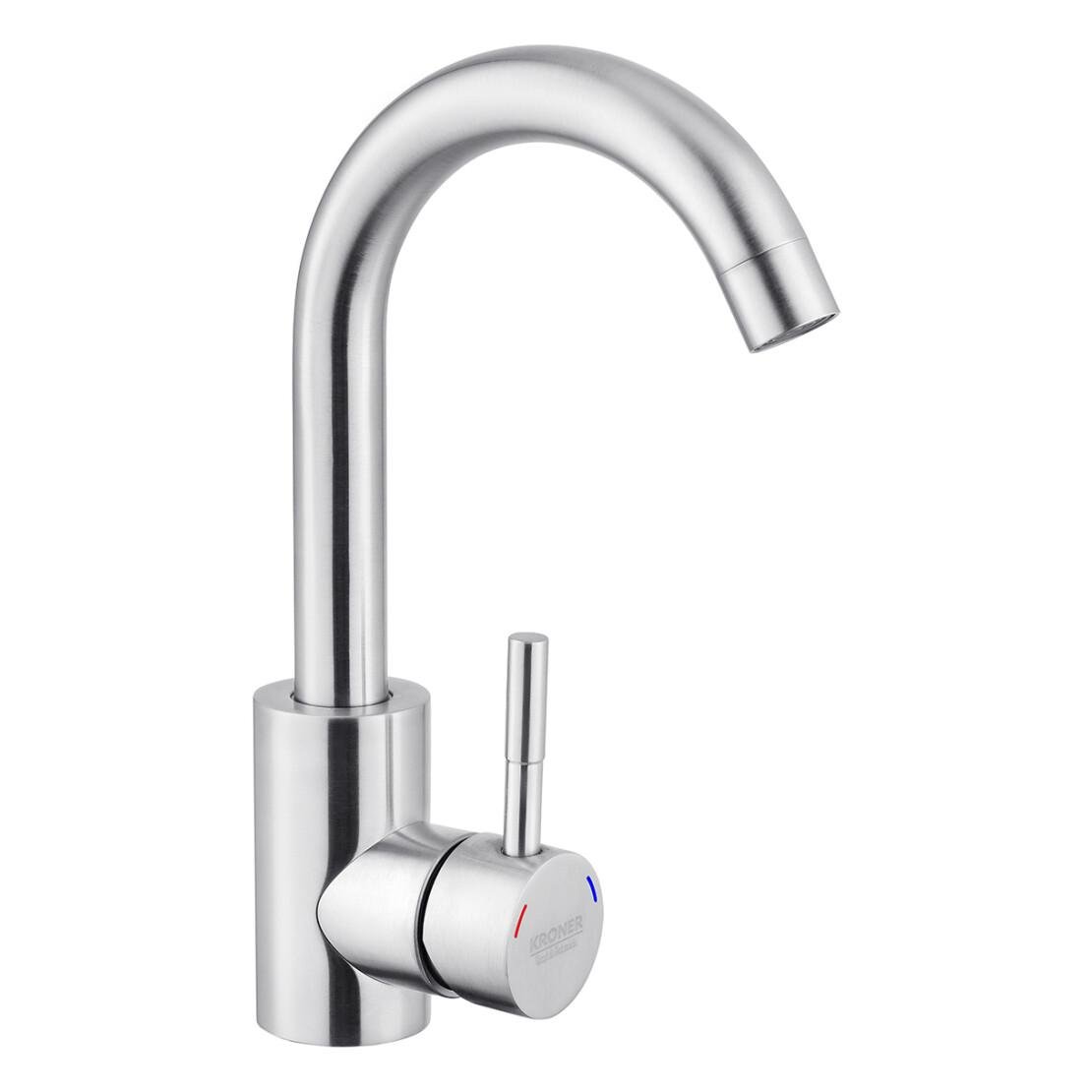 Смеситель для раковины с поворотным изливом Kroner KRP Edelstahl Klassisch ESG011 Нержавеющая сталь (CV022999)