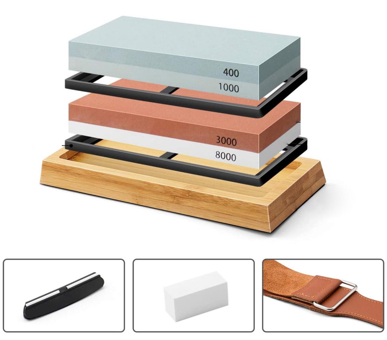 Набор для заточки ножей КОРУНД PROFI-6 с бамбуковой подставкой #400/#1000; #3000/#8000 (1697180941) - фото 4