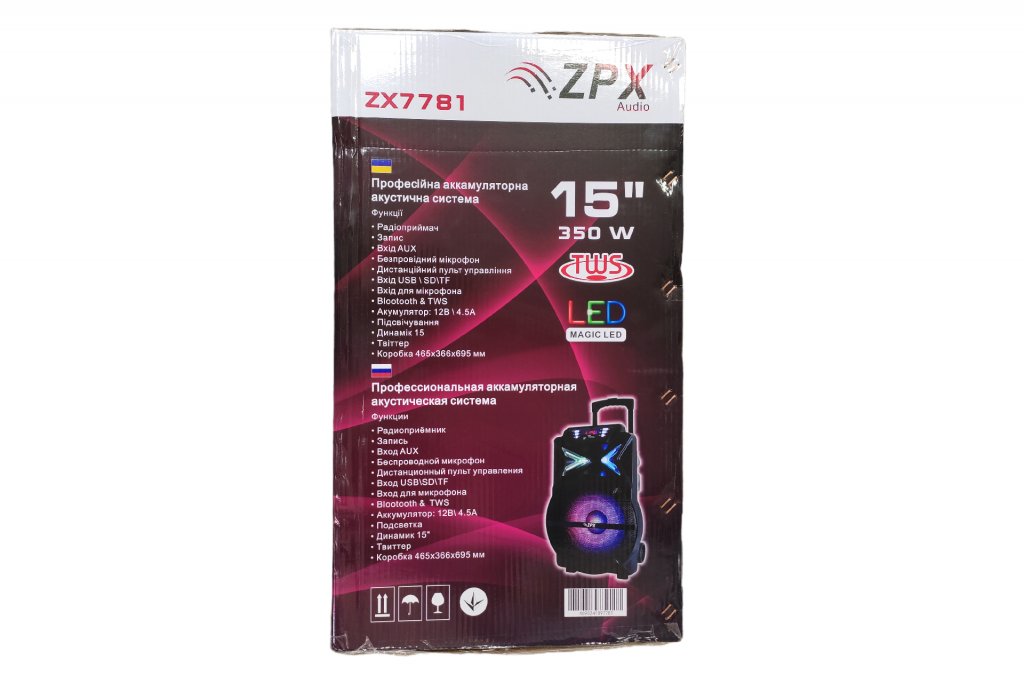 Бездротова колонка ZPX ZX-7781 350 Вт Чорна (ZPX-011) - фото 2