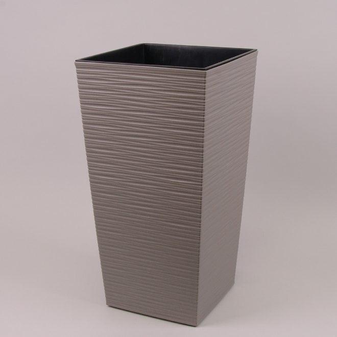 Горшок пластмассовый Flora FINEZJA ECO DLUTO с вкладом 19х19 см Серый (80623)