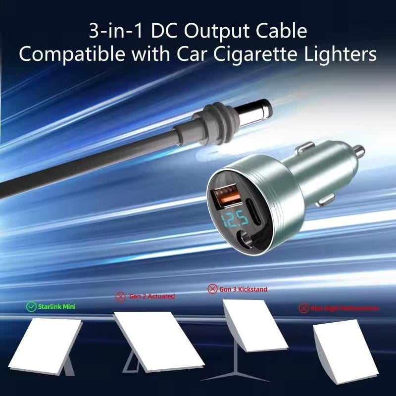 Зарядное устройство для телефонов автомобильное для Starlink Mini с DC 5521 USB-C QC 3.0 3 порта QC PD с кабелем 5 м (2806680729) - фото 6