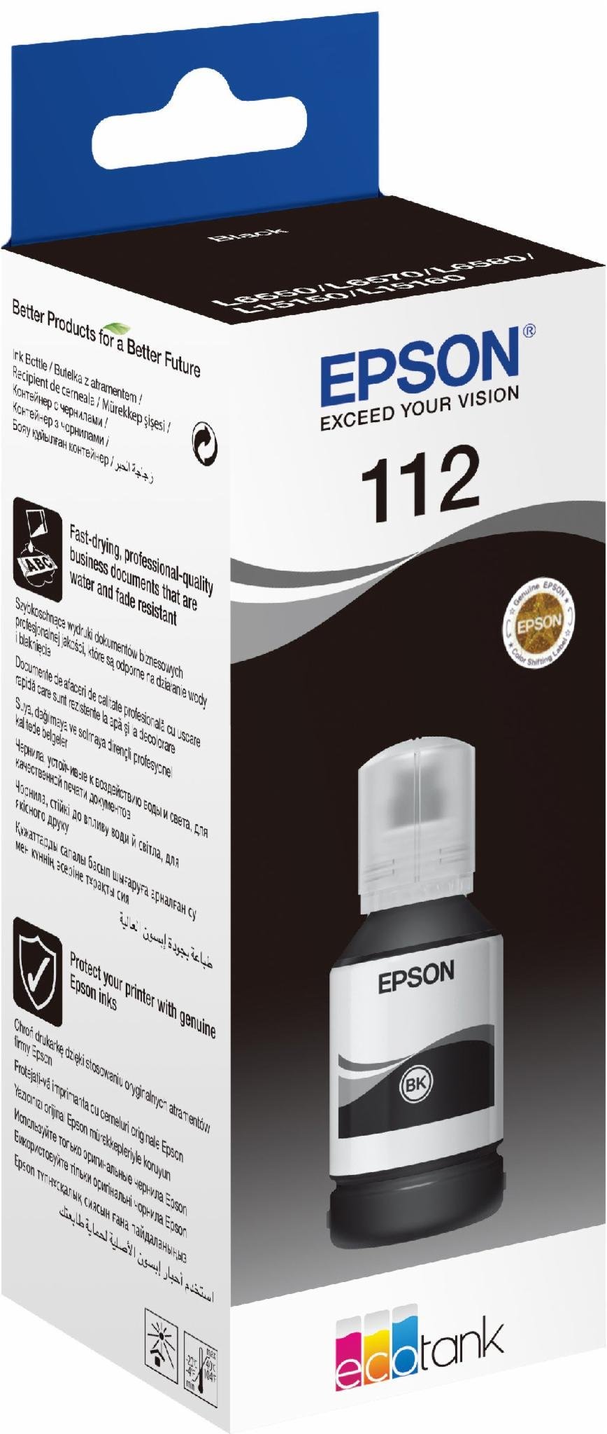 Краска для принтера пигментная Epson 112 EcoTank Pigment Black (C13T06C14A) Краска для принтера пигментная Epson 112 EcoTank Pigment Black (C13T06C14A)