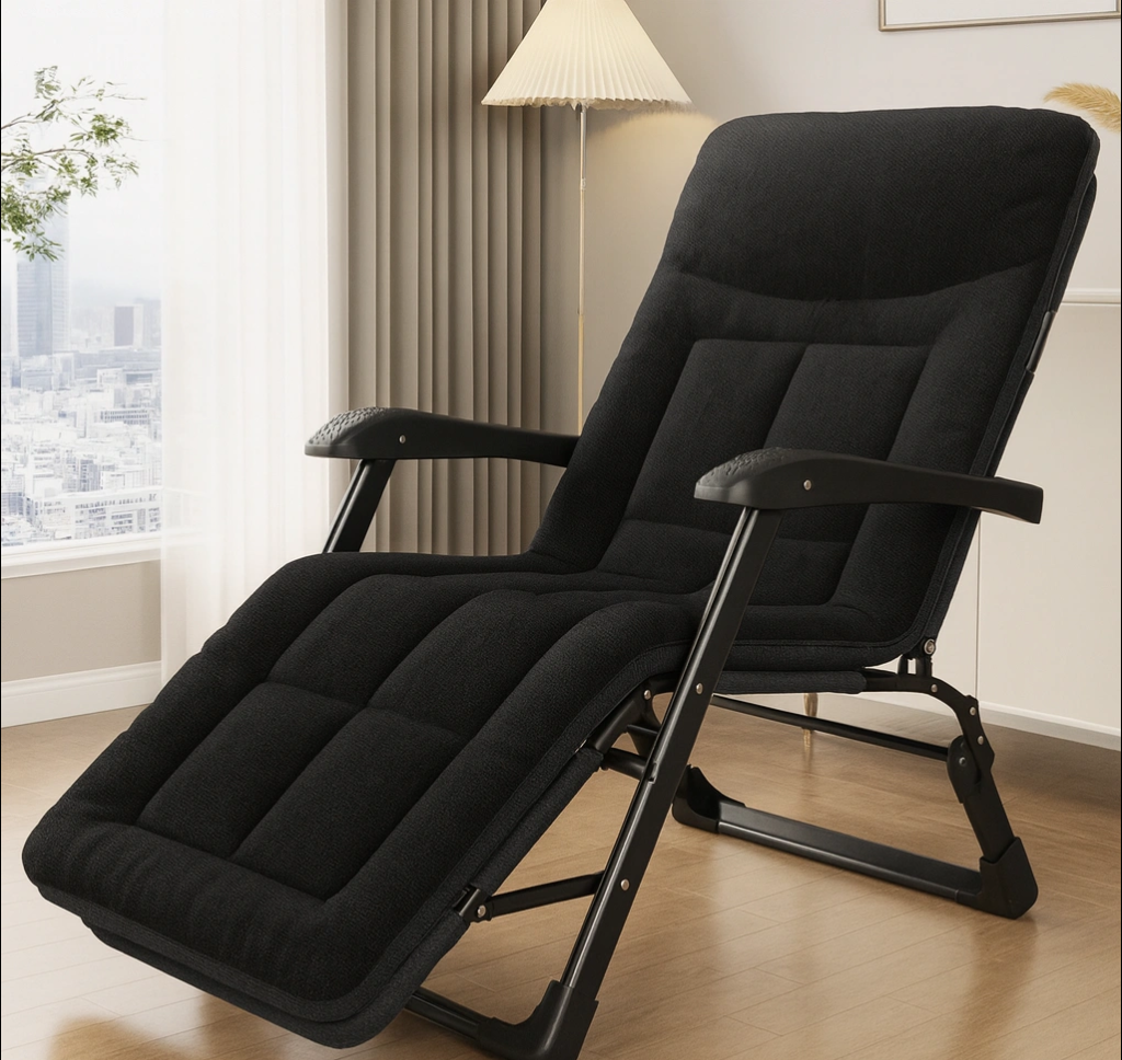 Крісло-ліжко LEOBRO 178х66х98 см до 150 кг з матрацом Чорний (LBFCB-G3-BLK)