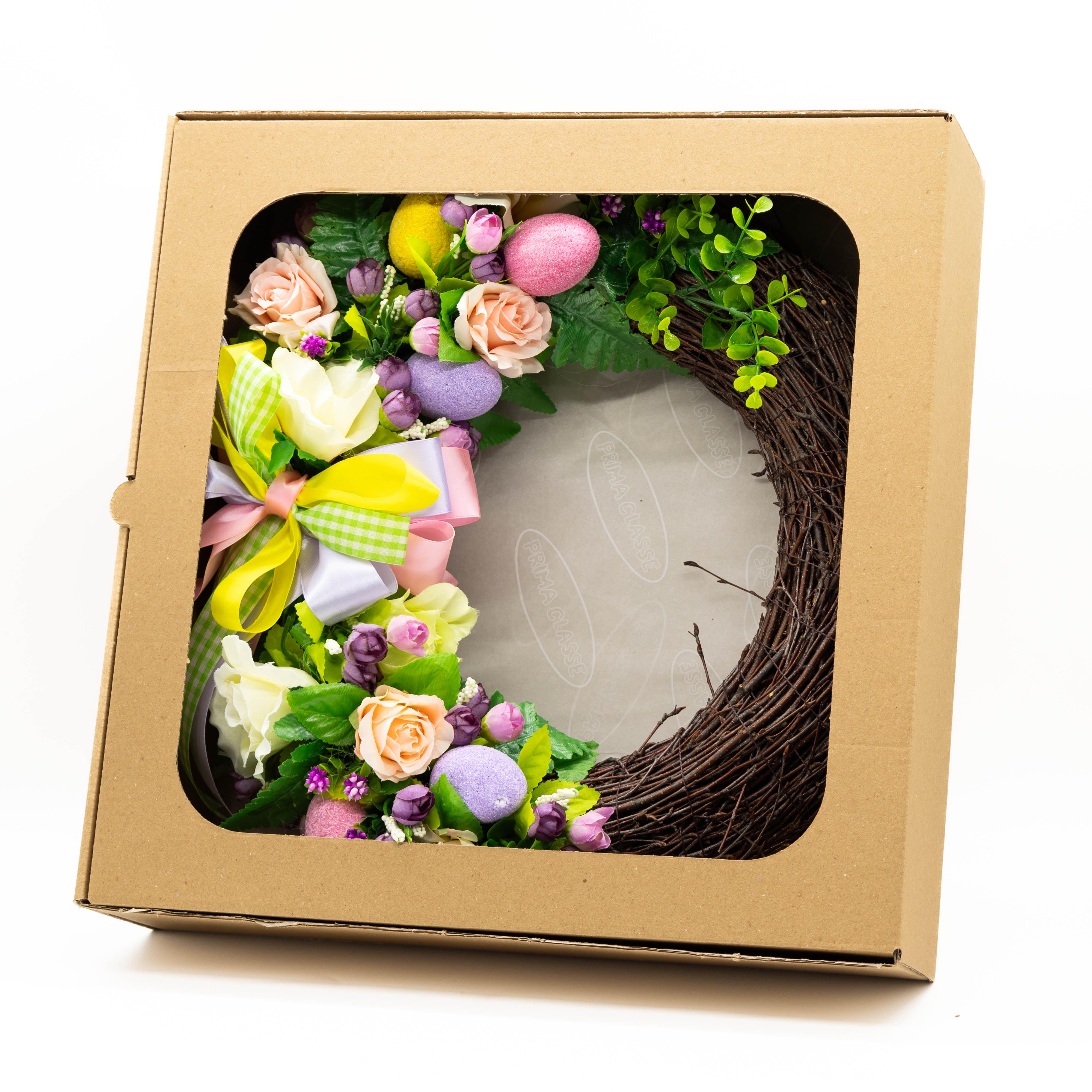 Венок Пасхальный ДАЙС из прутьев с искусственными цветами/бантом и яйцами разноцветными 40 см (ВБ4001) - фото 2 Венок Пасхальный ДАЙС из прутьев с искусственными цветами/бантом и яйцами разноцветными 40 см (ВБ4001) - фото 2