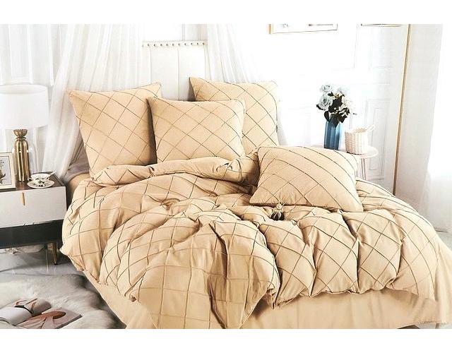 Комплект постільної білизни Koloco двоспальний фланель/бавовна 06-206-5 Бежевий (DR010524)