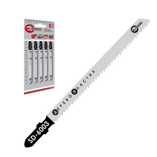 Набір полотен для лобзика Intertool для роботи по деревині/ламінату/ізоляційному матеріалу/пластику 90 мм/3,0 мм 5 шт. (122018)