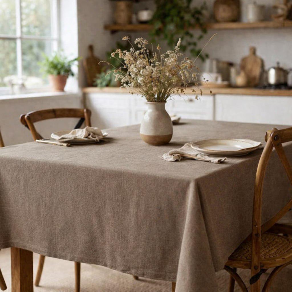 Скатерть водоотталкивающая тефлоновая 140x140 см Коричневый (tablecloth140140brown)