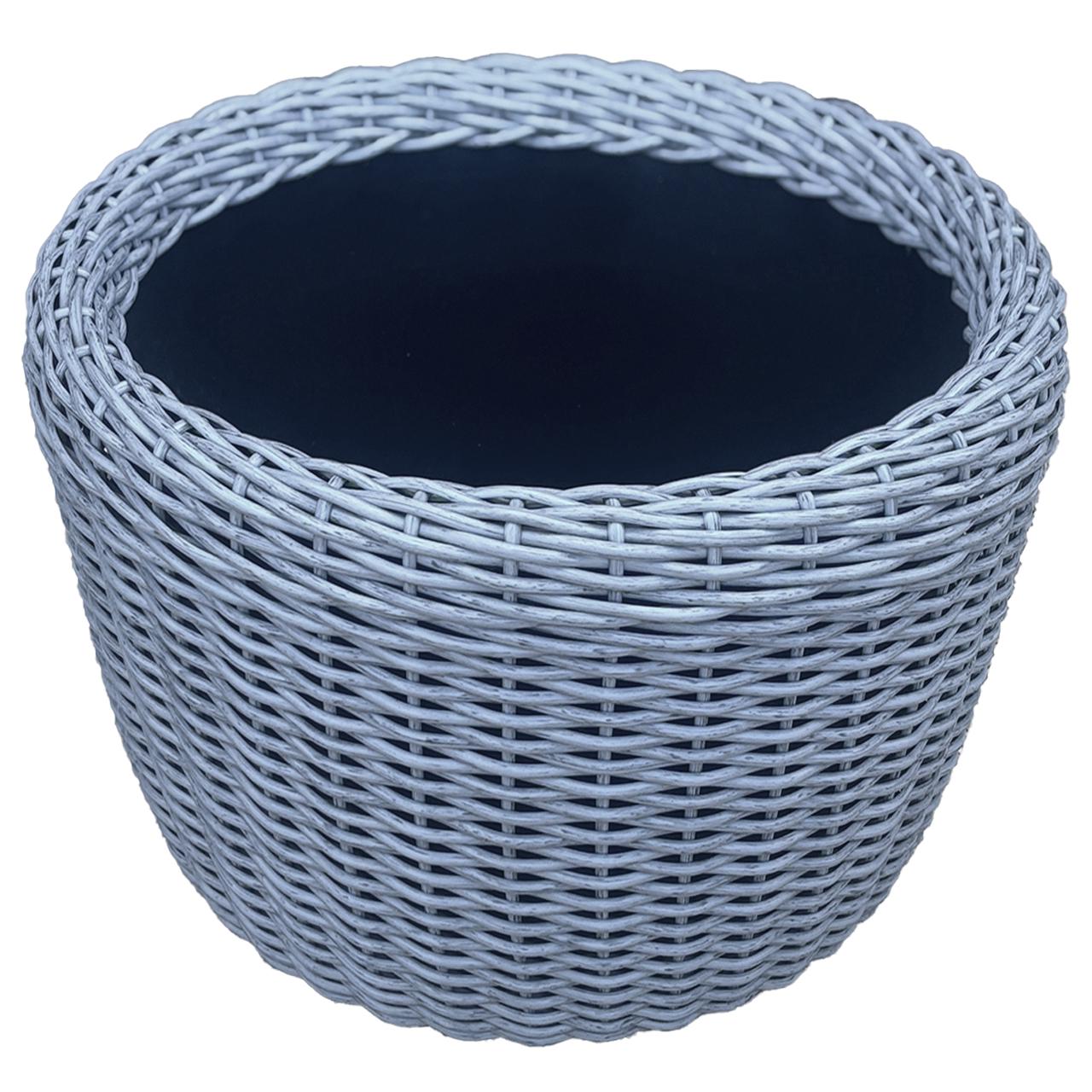 Кашпо велике для рослин та квітів з штучного ротангу/ручної роботи 90 л Сірий - фото 1