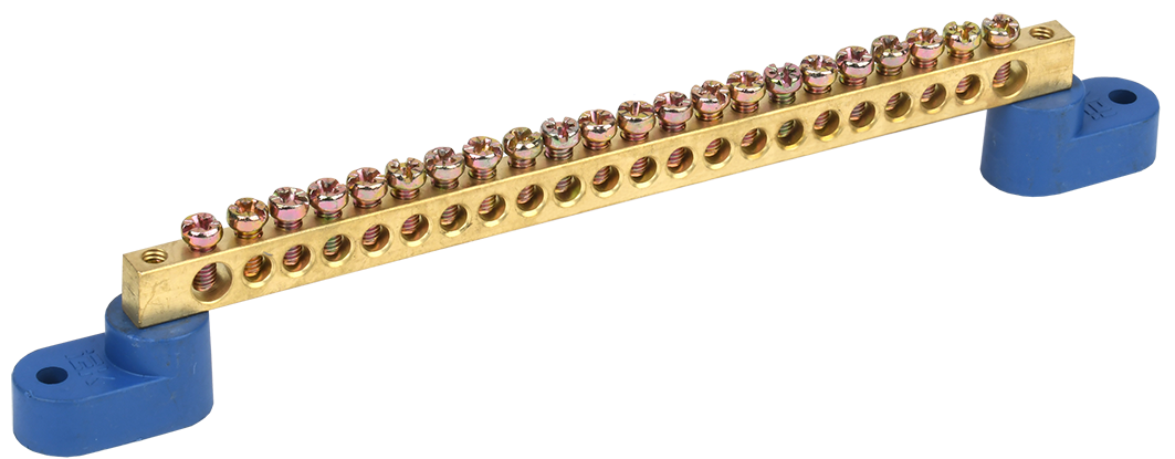 Шина нулевая УЕК ШНИ-6х9-22-У2-С 22 отверстий на двух угловых изоляторах медь 6х9 мм (YNN10-69-22C2-K07) Шина нулевая УЕК ШНИ-6х9-22-У2-С 22 отверстий на двух угловых изоляторах медь 6х9 мм (YNN10-69-22C2-K07)