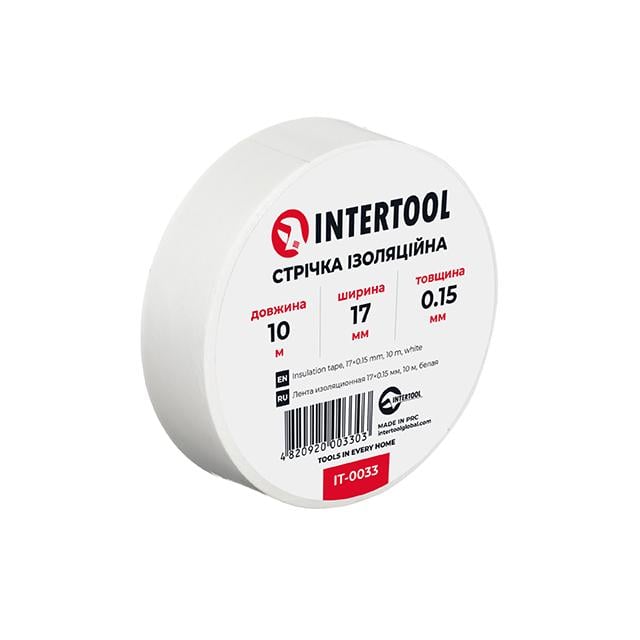 Стрічка ізоляційна Intertool 0,15х17 мм 10 м Білий (IT-0033)