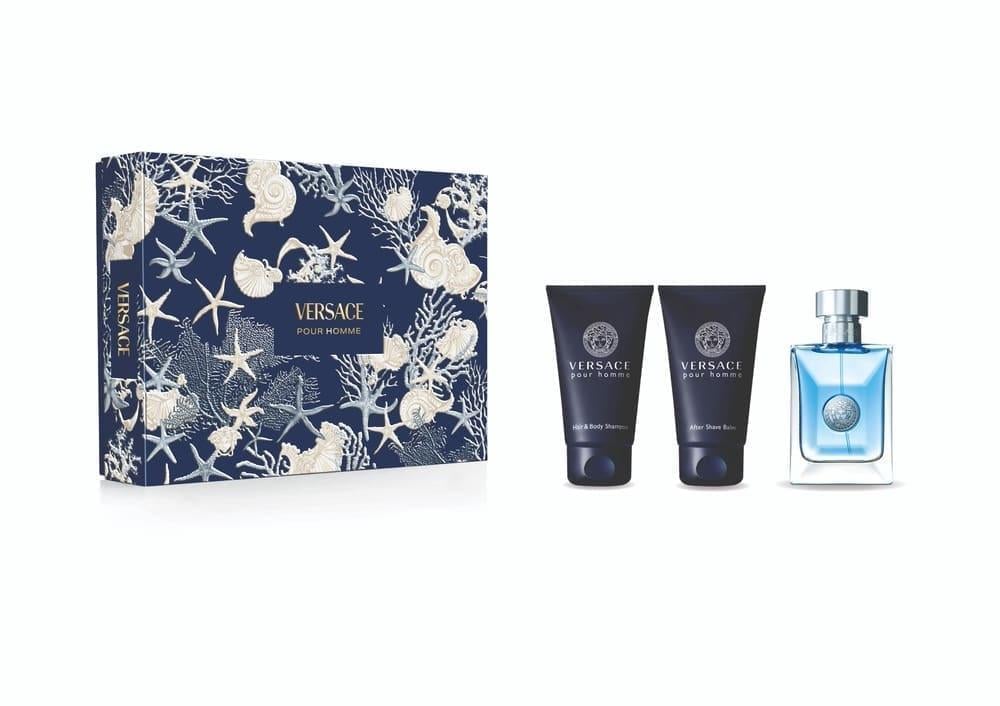 Подарунковий набір для чоловіків Versace Pour Homme туалетна вода 50 мл/шампунь 50 мл/гель для душу 50 мл (375491)