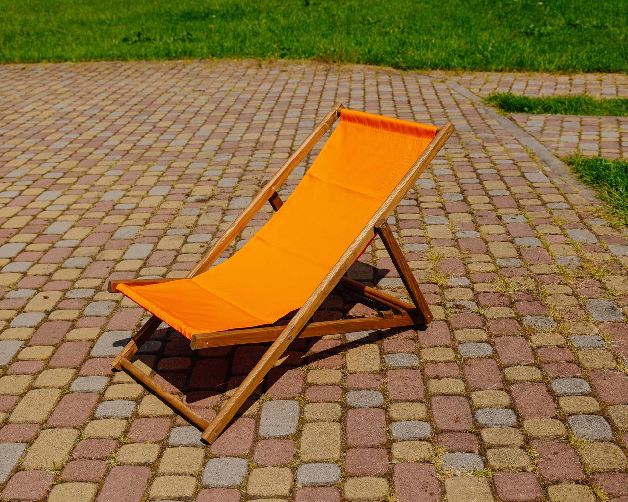 Шезлонг для дачи тканевый XRmaster Коричневый/Оранжевый (КШ-013/2)