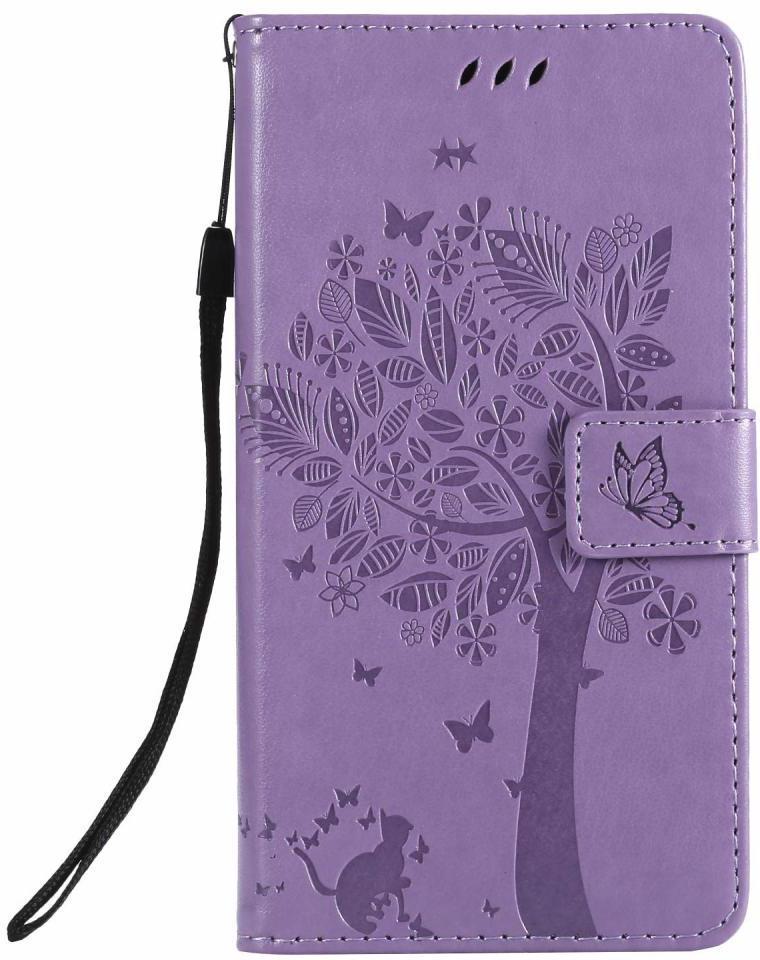 Чехол для Samsung Galaxy A51 A515 (рисунок кот и дерево) Lilac (14080-3B)