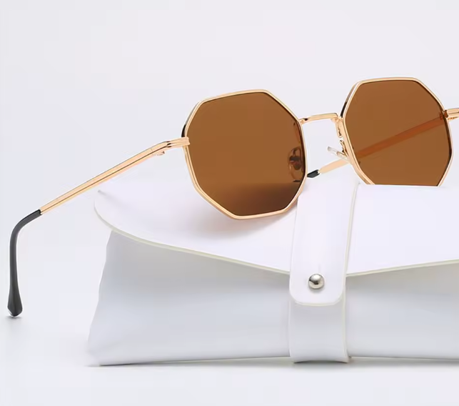 Очки женские солнцезащитные металлические Коричневый - фото 2