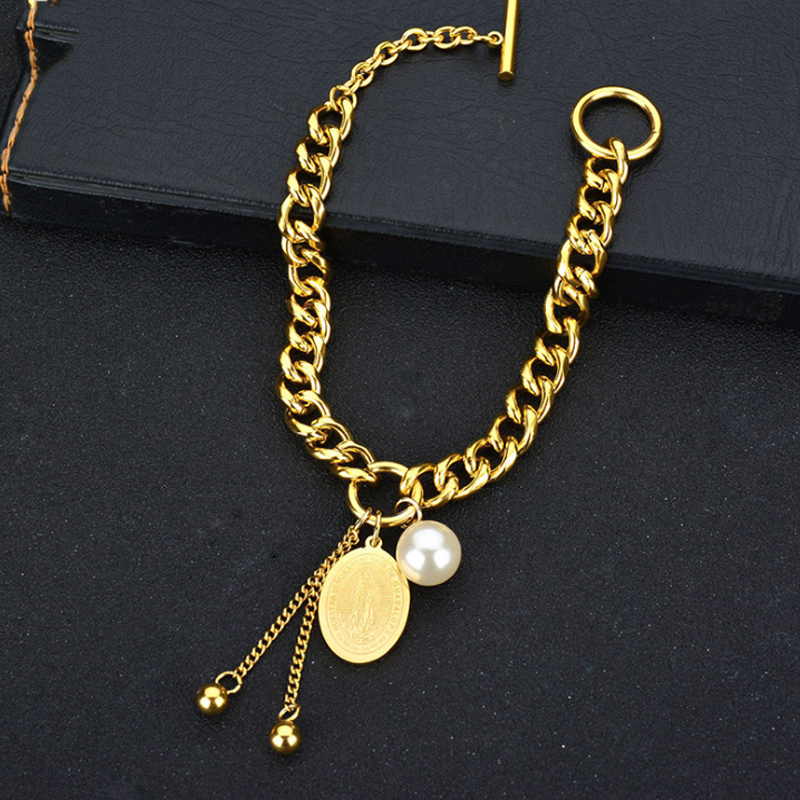 Браслет с образом Девы Марии и жемчугом JUVO Золотой/Белый (aed3146b) - фото 5